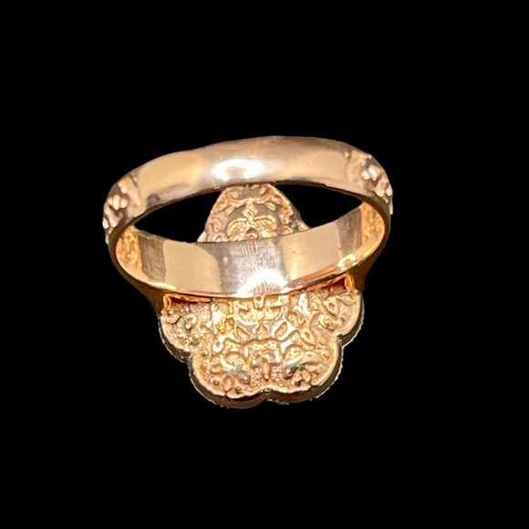 Spectacular rose gold vermeil crystal ring - Picture 3 of 4